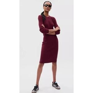 Gap CashSoft Long Sleeve Ribbed Sweater Dress in Deep Garnet Red size M